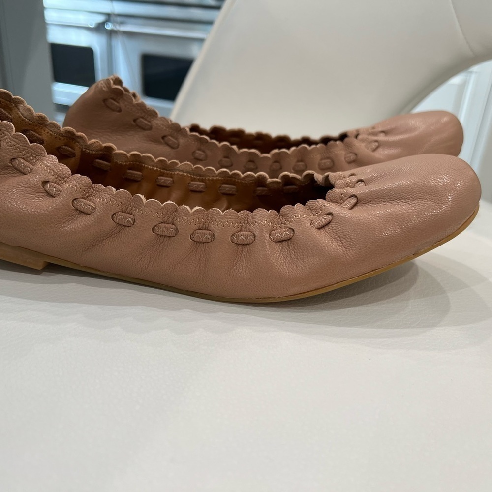 SEE BY CHLOE JANE SCALLOPED BALLET FLAT NUDE Size 40 - Picture 3 of 13